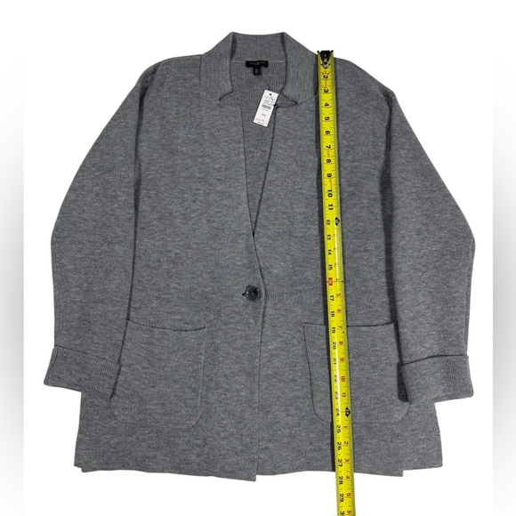 Talbots Knit Cardigan Sweater Size Medium Petite Gray Lambswool Blend Office NWT - Picture 4 of 7